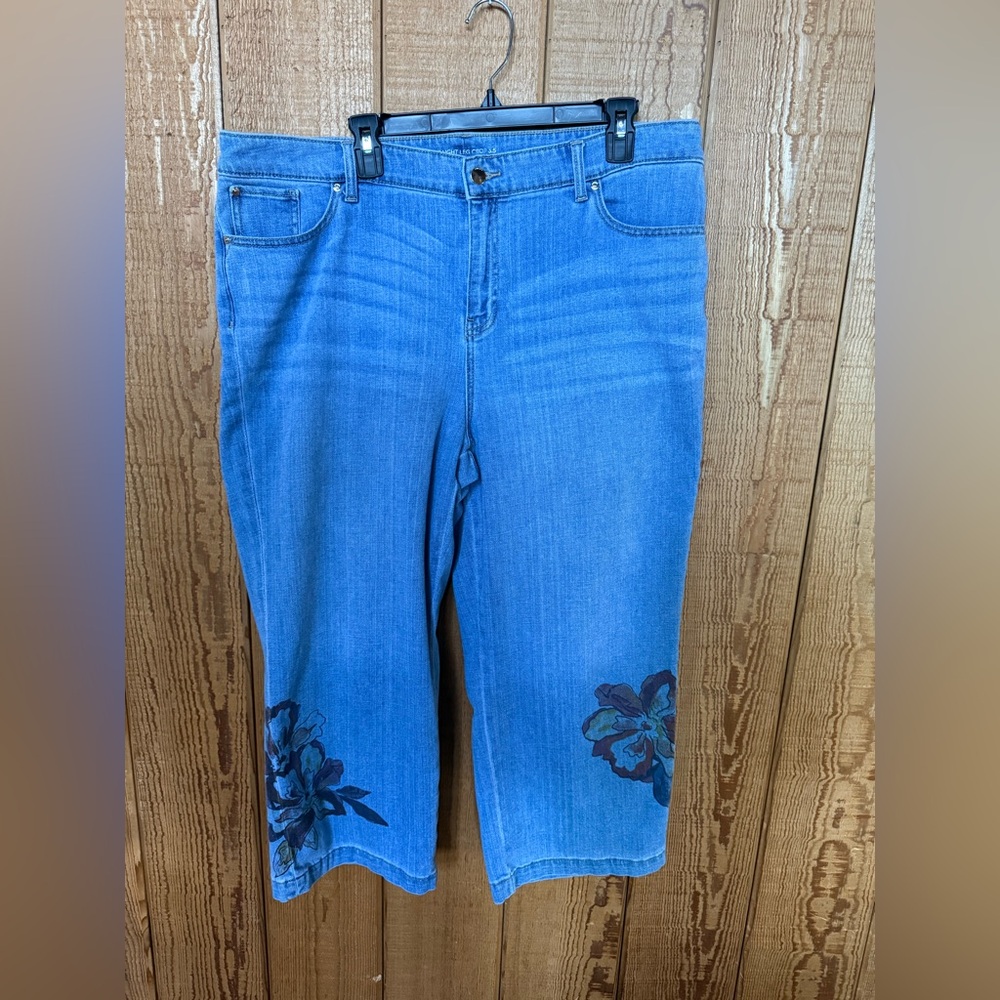 Chico's Blue Straight-Leg Crop Jeans